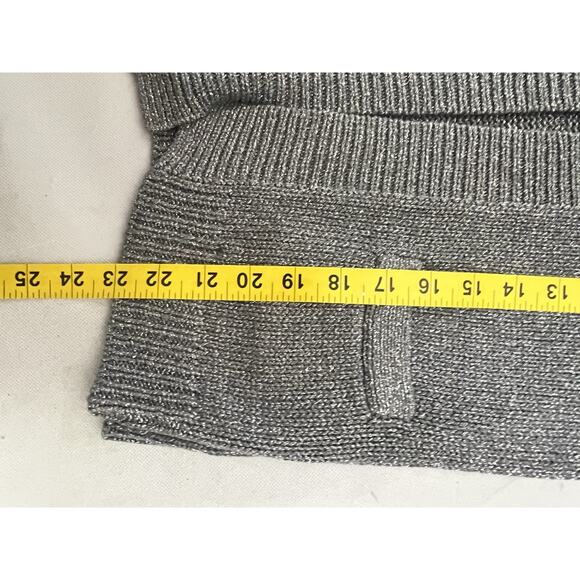 J Crew Oralie Sweater Women Small Silver Metallic V-Neck Cardigan Varsity Knit - Picture 7 of 8